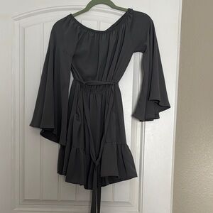 Material Girl Charcoal Long Sleeve Dress